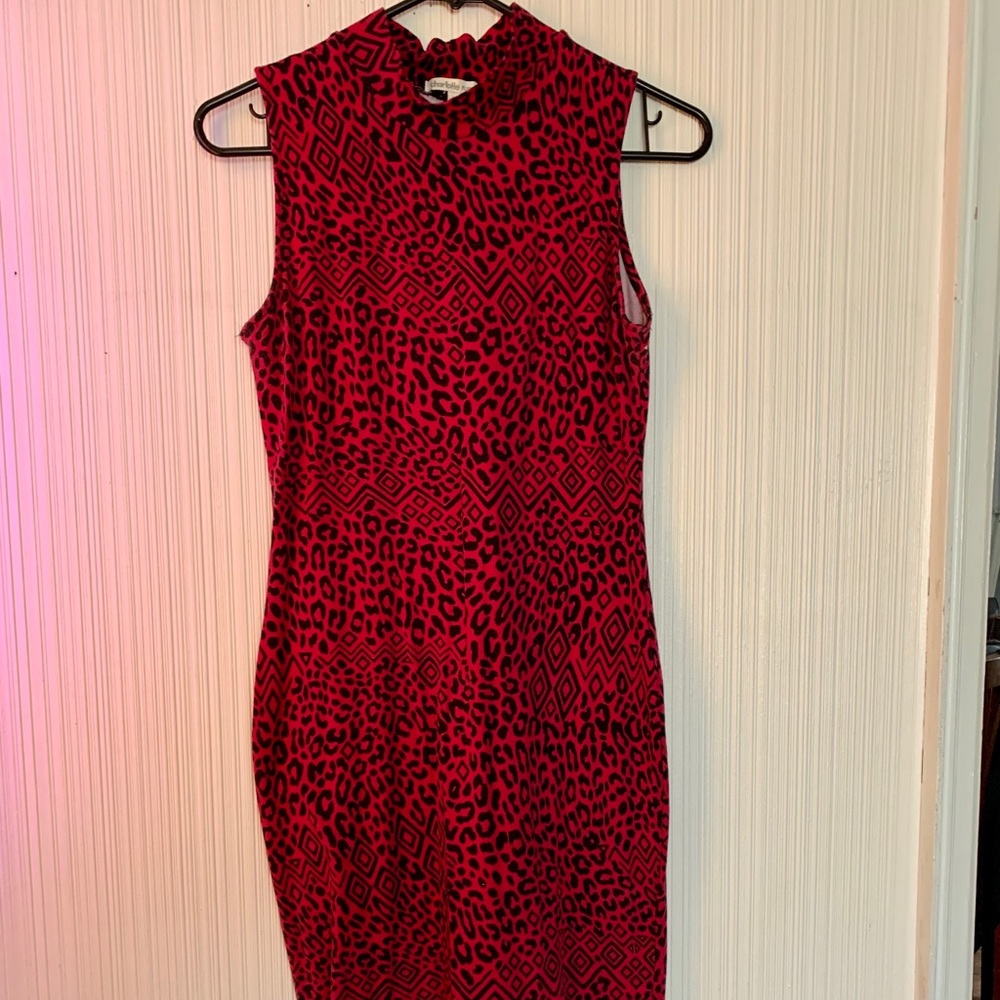 Hot Pink & Black, Leopard Printed Midi Dress